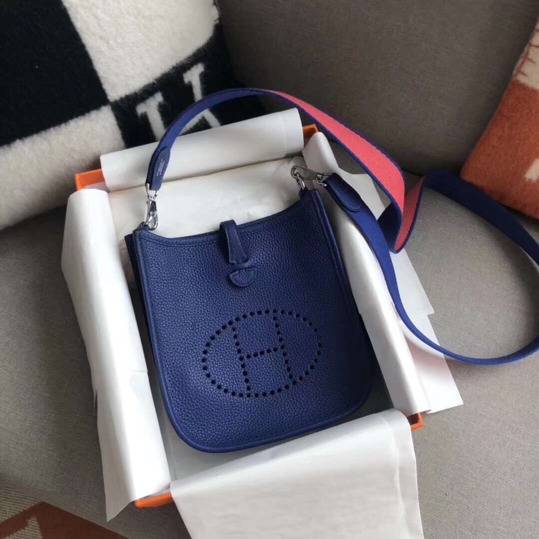 Hermes Evelyne 16 Amazone TPM Shoulder Bag In Deep Blue Clemence Leather